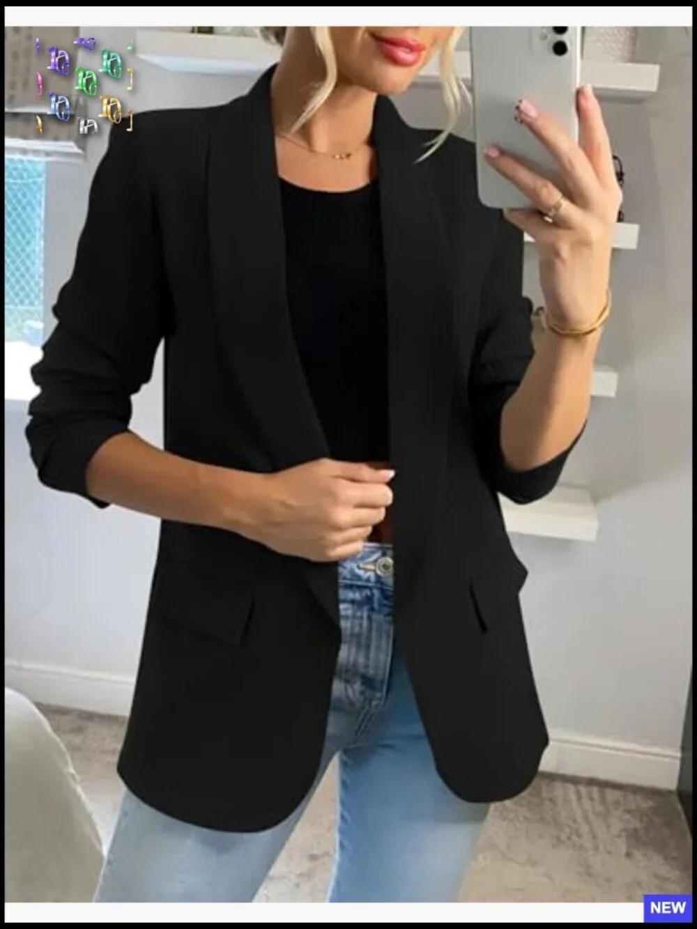 Classic Shawl Collar Blazer Elegant Business Casual Open Front Lightweight